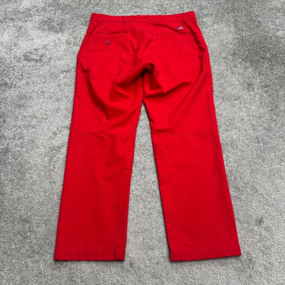 Le Coq Sportif Golf Collection Chino Pants Men 34x28 Red Flat Front Straight Leg